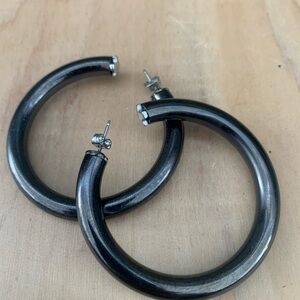 Elegant Dark Metallic Hoop Earrings